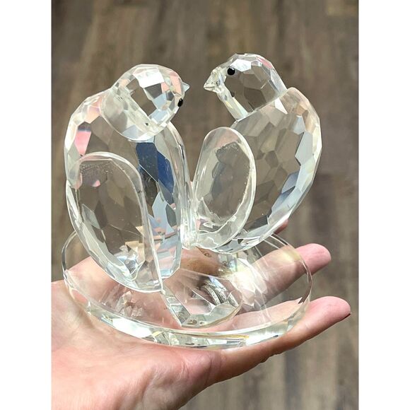 Shannon Crystal Godinger Faceted Love Birds Glass Figurine Sculpture 4" Tall - Picture 2 of 12